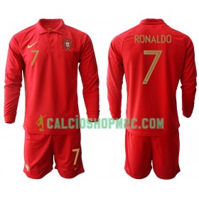 Portogallo Cristiano Ronaldo 7 Bambino Maglia Prima Euro 2020 Manica Lunga (+ Pantaloncini)